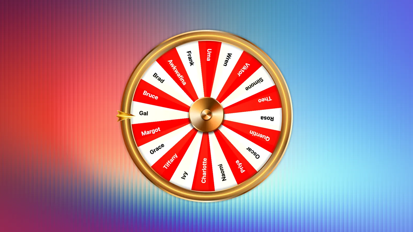 The wheel slowing to land on a name